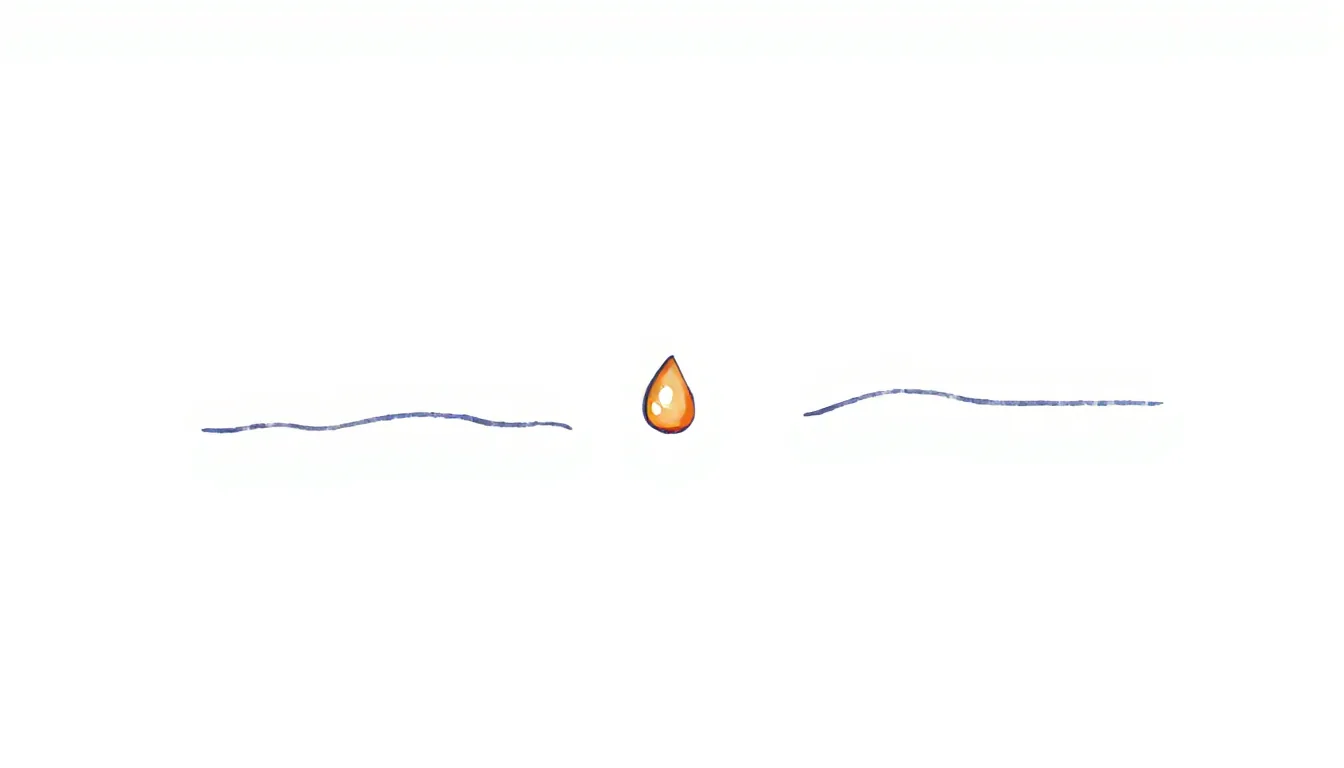 A single drop of ink floating between two gentle wavy lines
